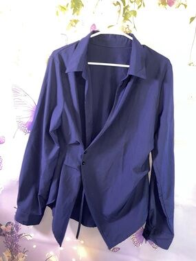 SHEIN Navy Blue Button-Front Top